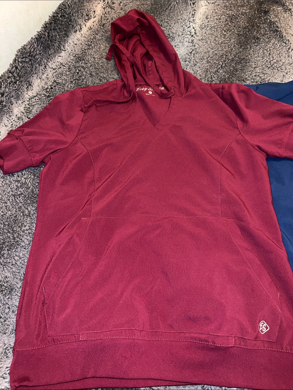 Women's Short-Sleeve Hooded Sweatshirt in Burgundy